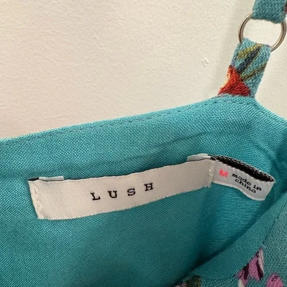 Lush Floral Linen Blend Mini Dress Size Medium - Picture 5 of 9